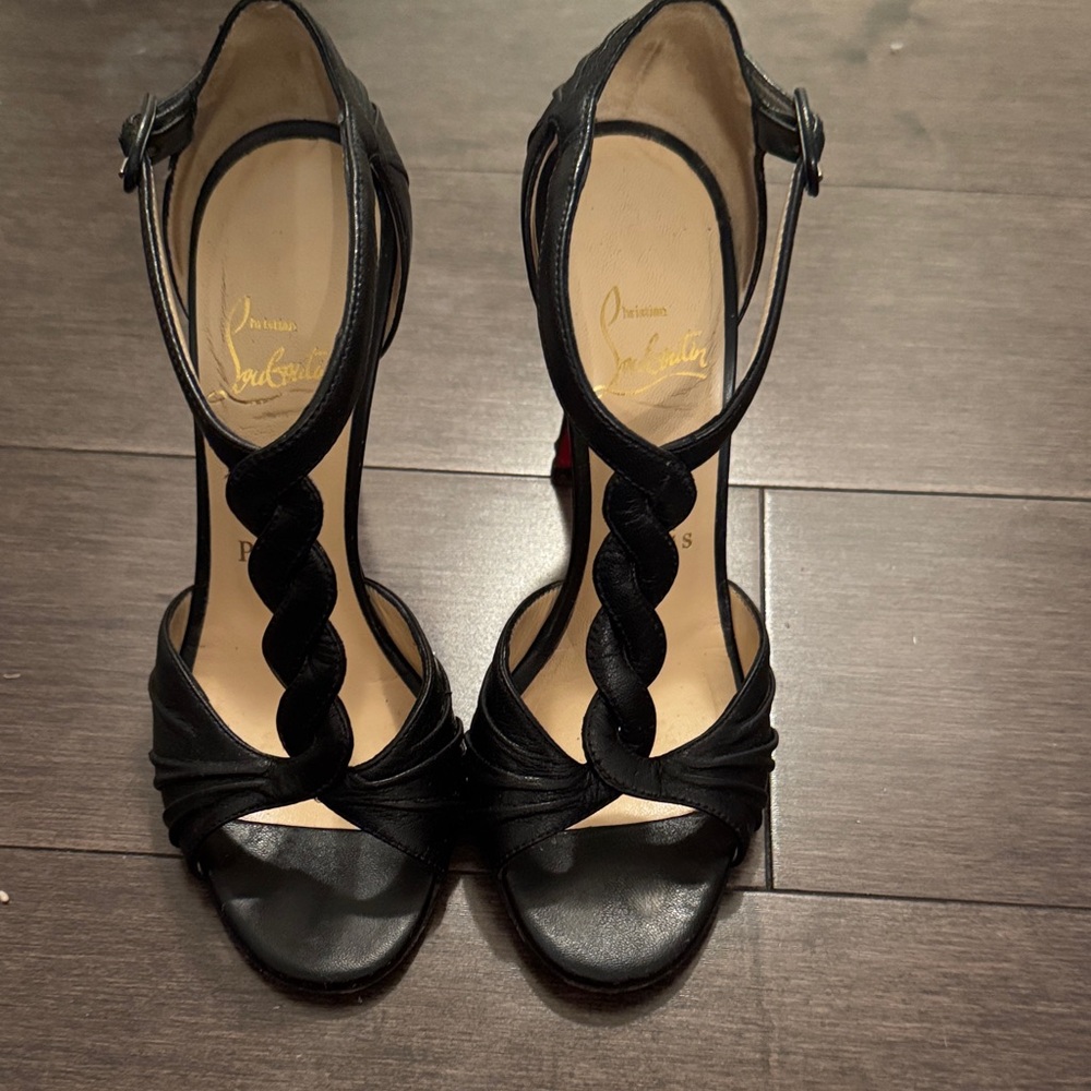 Christian Louboutin Open Toe Black Heels